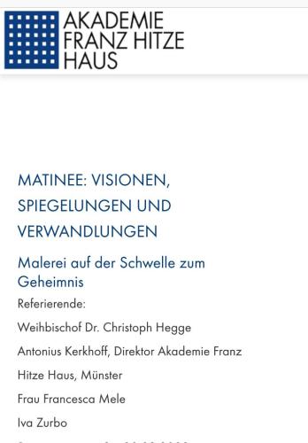 Il programma della matinée Künstlergespräch mit Francesca Mele Münster